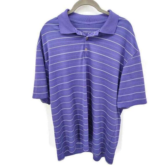 Nike Golf Dri-Fit purple stripe golf polo in size large - Picture 1 of 5